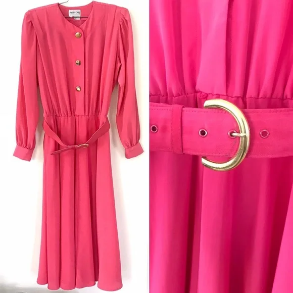 Vintage 1980’s hot pink secretary dress - Picture 1 of 13
